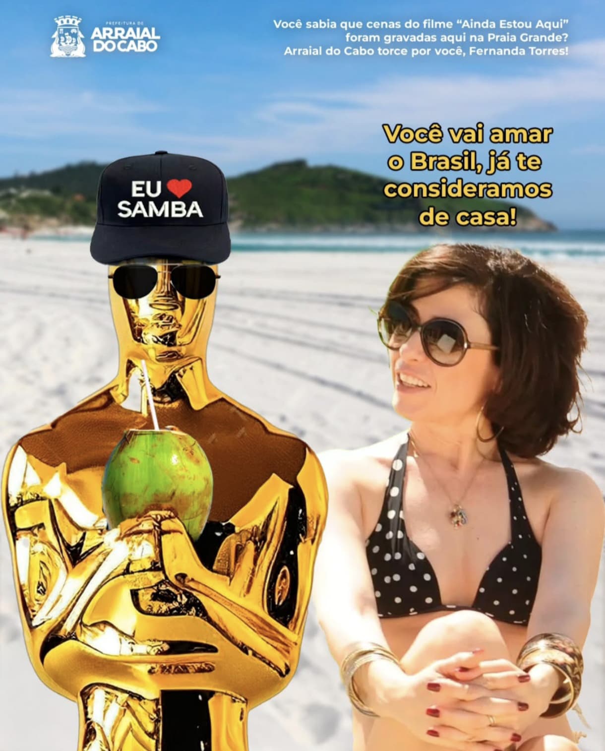 Prefeitura de Arraial do Cabo faz publicação reforçando torcida por Oscar de filme gravado na cidade