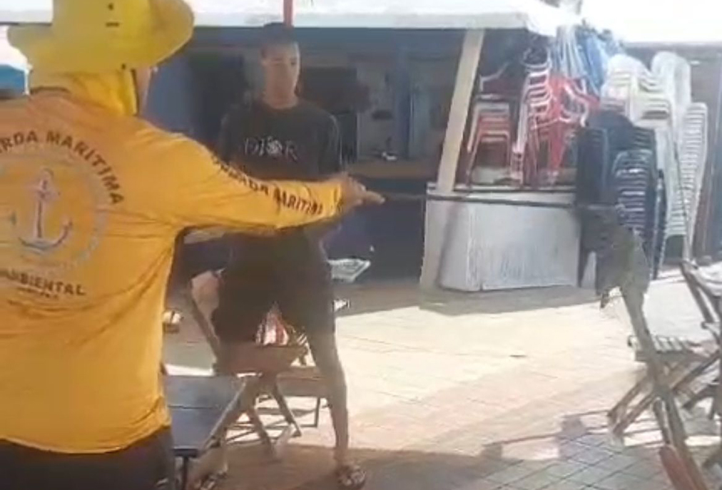 Filhote de jibóia é resgatado em quiosque da Praia das Conchas em Cabo Frio
